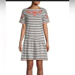 Kate Spade Black and White Striped Dress with Red Details
